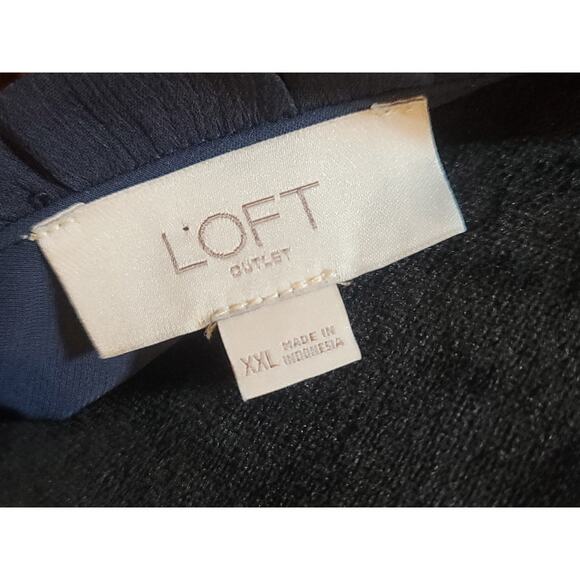 LOFT Outlet Blouse Women’s Size XXL Blue 100% Polyester Long Sleeve Top - Picture 7 of 10